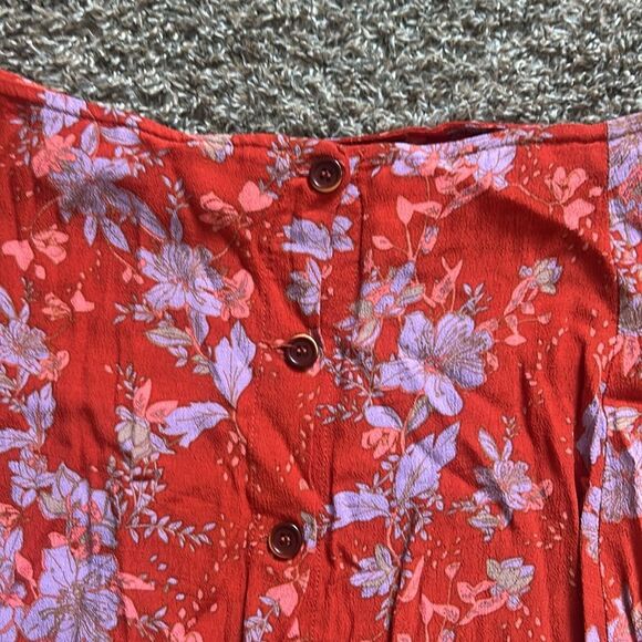 Free People Retro Love Midi Floral Skirt in Burnt Orange Size 8 - Picture 4 of 6